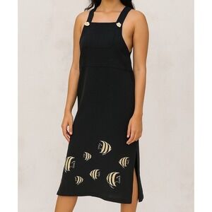 Dawn Joy Women's Size 12 Jumper Overall Dress Painted Fish Lagenlook 80s 90s